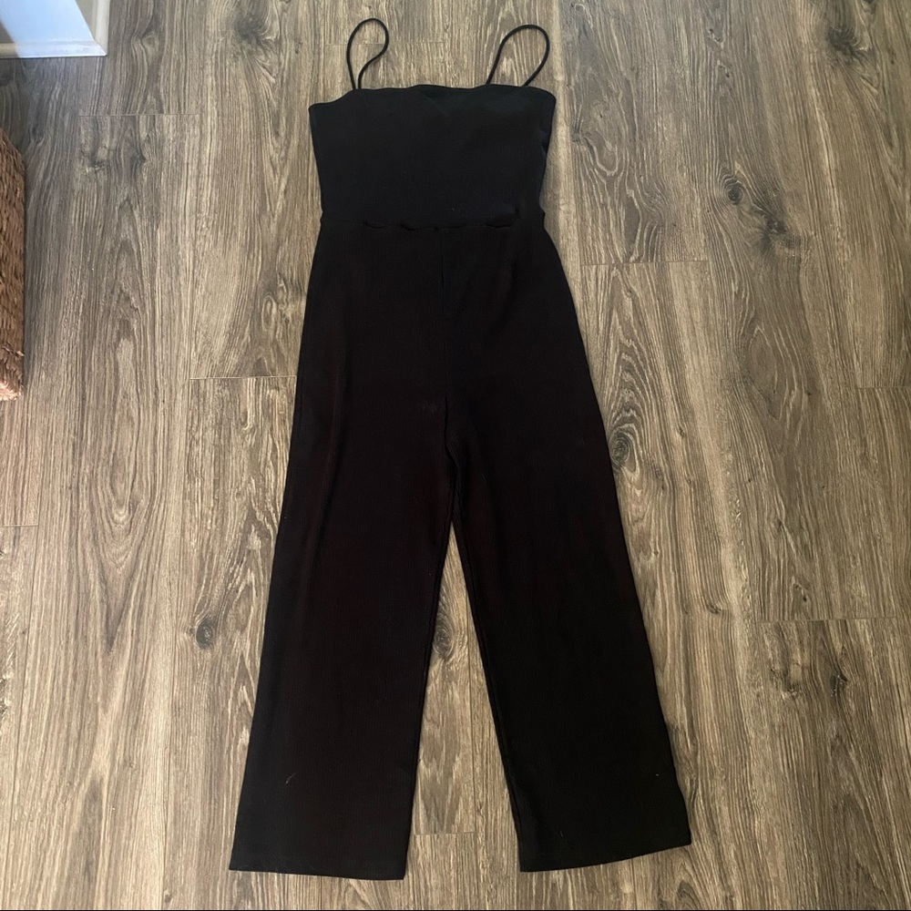REFORMATION Black Ribbed Pant Jumpsuit